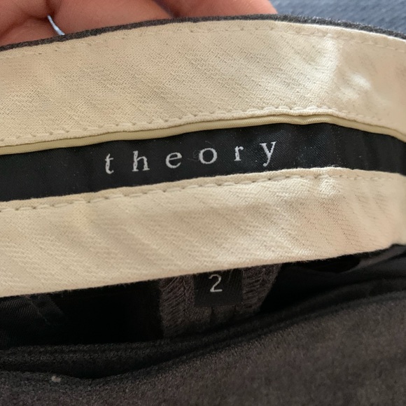 Theory Tailored Grey Wool Pants with flare boot cut. Purchased at Holt Renfrew. - Picture 2 of 7